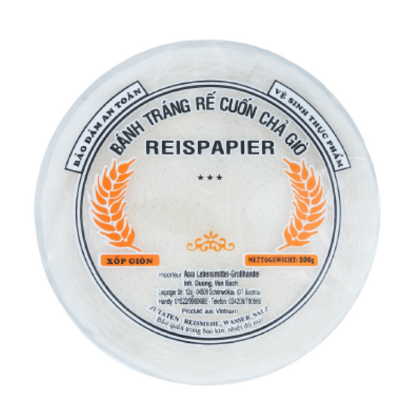 Vietnamesisches Reispapier Banh Trang Re für Frühlingsrolle, 200g